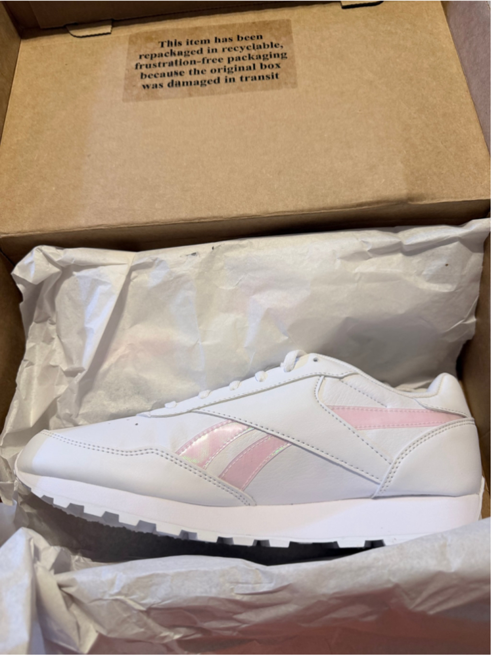 Women's Reebok Rewind Run Sneakers White Pink Size 10